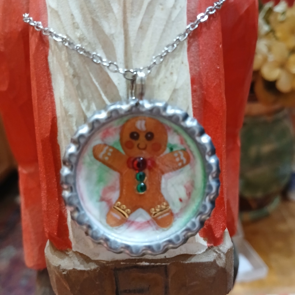 Festive Gingerbread Man Necklace
